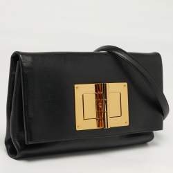 مملوكة مسبقًا Tom Ford Natalia Convertible Black Leather Clutch