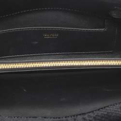 مملوكة مسبقًا حقيبة كلتش توم فورد "آفا" جلد الثعبان الأسود المخملي