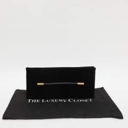 مملوكة مسبقًا حقيبة كلتش توم فورد "آفا" جلد الثعبان الأسود المخملي