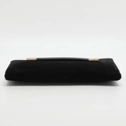 مملوكة مسبقًا حقيبة كلتش توم فورد "آفا" جلد الثعبان الأسود المخملي