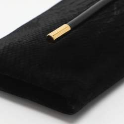 مملوكة مسبقًا حقيبة كلتش توم فورد "آفا" جلد الثعبان الأسود المخملي