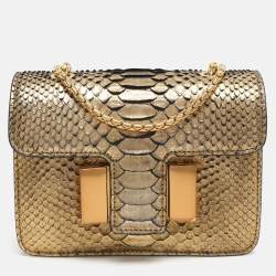 Pre Owned Tom Ford Sienna Metallic Python Leather Shoulder Bag