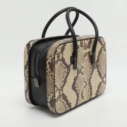 مملوكة مسبقًا حقيبة توم فورد ساتشيل جلد وثعبان جلد بيج وأسود