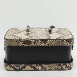 مملوكة مسبقًا حقيبة توم فورد ساتشيل جلد وثعبان جلد بيج وأسود