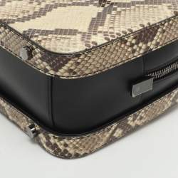 مملوكة مسبقًا حقيبة توم فورد ساتشيل جلد وثعبان جلد بيج وأسود