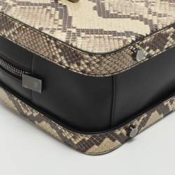 مملوكة مسبقًا حقيبة توم فورد ساتشيل جلد وثعبان جلد بيج وأسود