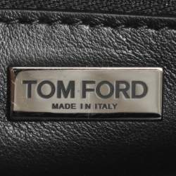 مملوكة مسبقًا حقيبة توم فورد ساتشيل جلد وثعبان جلد بيج وأسود