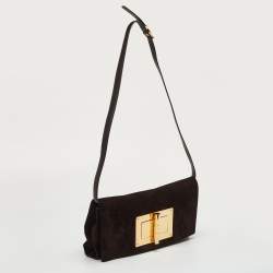Pre Owned Tom Ford Natalia Dark Brown Nubuck Leather Convertible Clutch