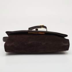 Pre Owned Tom Ford Natalia Dark Brown Nubuck Leather Convertible Clutch