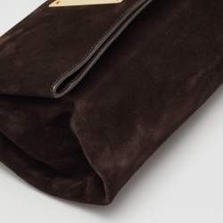 Pre Owned Tom Ford Natalia Dark Brown Nubuck Leather Convertible Clutch