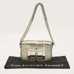 Pre Owned حقيبة كتف توم فورد "ناتاليا" فضي جلود ثعبان