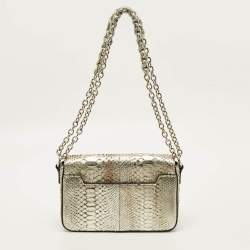 Pre Owned حقيبة كتف توم فورد "ناتاليا" فضي جلود ثعبان