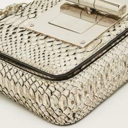 Pre Owned حقيبة كتف توم فورد "ناتاليا" فضي جلود ثعبان