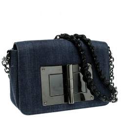 Pre Owned Tom Ford Blue Denim Natalia Crossbody Bag