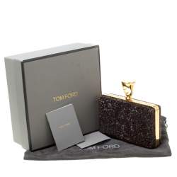 Tom Ford Brown Gems Embellished Ring Clutch