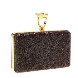 Tom Ford Brown Gems Embellished Ring Clutch