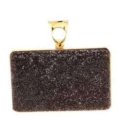 Tom Ford Brown Gems Embellished Ring Clutch