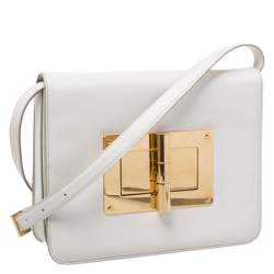 Pre Owned Tom Ford Cream Leather Large Natalia Shoulder Bag