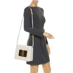 Pre Owned Tom Ford Cream Leather Large Natalia Shoulder Bag