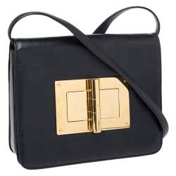 مملوكة مسبقًا Tom Ford Black Leather Natalia Crossbody Bag
