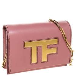 Pre Owned Tom Ford Pink Leather TF Small Chain Crossbody Bag