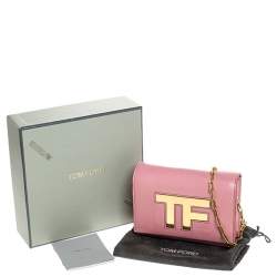 Pre Owned Tom Ford Pink Leather TF Small Chain Crossbody Bag