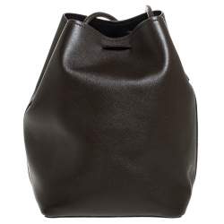 Tom Ford Brown Leather Double Tassel Bucket Bag