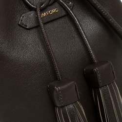 Tom Ford Brown Leather Double Tassel Bucket Bag