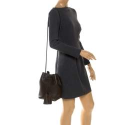 Tom Ford Brown Leather Double Tassel Bucket Bag