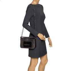 Pre Owned Tom Ford Metallic Silver Python Small Chain Natalia Shoulder Bag