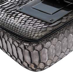 Pre Owned Tom Ford Metallic Silver Python Small Chain Natalia Shoulder Bag