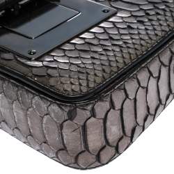 Pre Owned Tom Ford Metallic Silver Python Small Chain Natalia Shoulder Bag