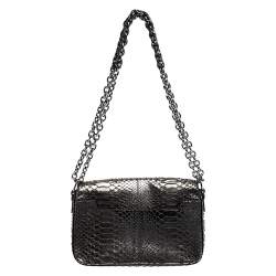 Pre Owned Tom Ford Metallic Silver Python Small Chain Natalia Shoulder Bag