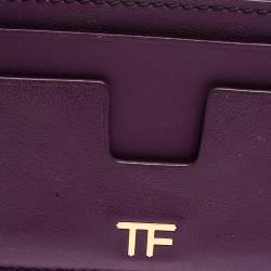 Pre Owned Tom Ford Purple Leather T Bar Card Holder 