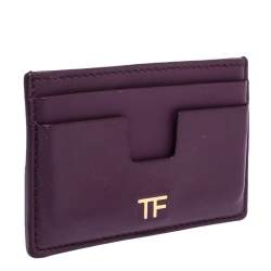 Pre Owned Tom Ford Purple Leather T Bar Card Holder 