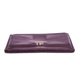 Pre Owned Tom Ford Purple Leather T Bar Card Holder 