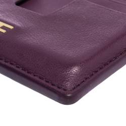 Pre Owned Tom Ford Purple Leather T Bar Card Holder 
