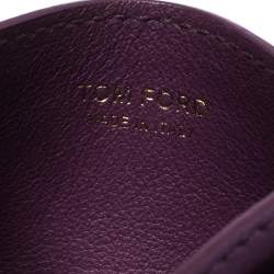 Pre Owned Tom Ford Purple Leather T Bar Card Holder 