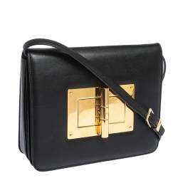 Tom Ford Black Leather Large Natalia Shoulder Bag