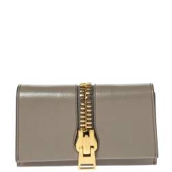 Tom Ford Beige Small Zip Front Leather Clutch