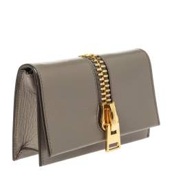 Tom Ford Beige Small Zip Front Leather Clutch