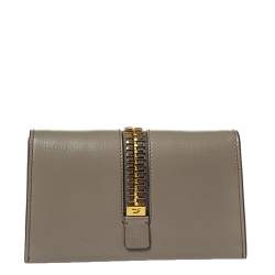 Tom Ford Beige Small Zip Front Leather Clutch