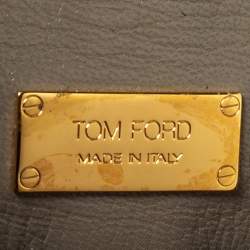 Tom Ford Beige Small Zip Front Leather Clutch