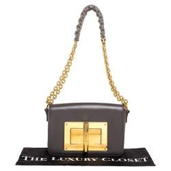 مملوكة مسبقًا Tom Ford Grey Leather Small Chain Natalia Shoulder Bag
