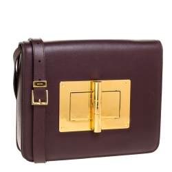 Tom Ford Burgundy Leather Large Natalia Shoulder Bag
