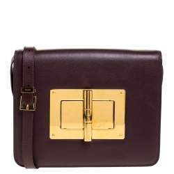 Tom Ford Burgundy Leather Large Natalia Shoulder Bag