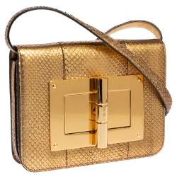 Pre Owned Tom Ford Metallic Gold Python Small Natalia Crossbody Bag