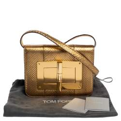 Pre Owned Tom Ford Metallic Gold Python Small Natalia Crossbody Bag
