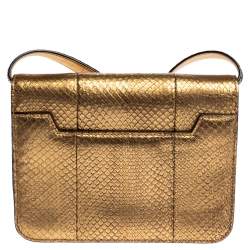Pre Owned Tom Ford Metallic Gold Python Small Natalia Crossbody Bag