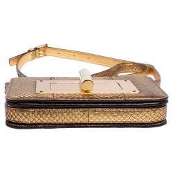 Pre Owned Tom Ford Metallic Gold Python Small Natalia Crossbody Bag